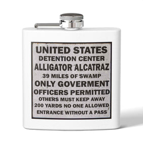 Alligator Alcatraz Sign 6oz Flask | Unique Stainless Steel Hip Flask - Gatortraz