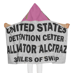 Alligator Alcatraz Sign Pink Youth Towel - Fun Bathing Cloth for Kids, Perfect Bath Time Deportation Decor - Gatortraz