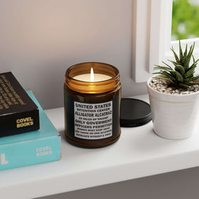 Alligator Alcatraz Sign, Aromatherapy Soy Candle - Alcatraz Inspired Scented Candle, Handmade, Eco-Friendly Decor, Gifts for Him/Her, Unique Home Fragrance