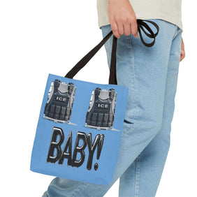 ICE ICE BABY!, Alligator Alcatraz Tote Bag | Unique Gift Law Abiding Lovers, Perfect for Travelers, Beach Days, Books, Shopping, Self Deporting