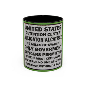Alligator Alcatraz Sign, Unique Vegan Gator Mug, Fun 11oz & 15oz Coffee Mug, For Law-Abiding Lovers, Great Deportation Gift, Eco-Friendly Coffee Mug, Unique Gatortraz.net Design - Gatortraz