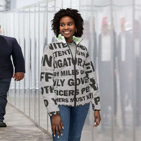 Alligator Alcatraz Sign X/S Women's Puffer Jacket - Unique Vegan Law Abiding Statement for Chill Days, Trendy Outerwear, Streetwear Style, Perfect Gift for Self Deportations