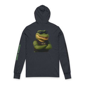 Agent Gardo, Alligator Alcatraz, Charcoal/Black Hooded, Unique Vegan Gator Casual Everyday Wear, Law Abiding Gifts, Cool Weather Apparel, Trendy Deportation Statement Piece