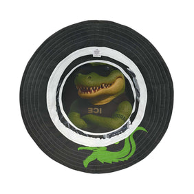 ICE ICE BABY!, Alligator Alcatraz, X/S, Black Bucket Hat – Unique Vegan Law-Abiding Accessory, Perfect for Swampy Summer Adventures, Festivals, Beach Days, Gifting, Outdoor Deportation Activities