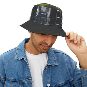 ICE ICE BABY Black Bucket Hat Alligator Alcatraz, X/S, – Unique Law-Abiding Accessory, Perfect for Gifting, Outdoor Deportation Activities