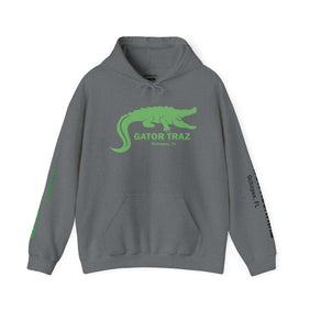Unisex Heavy Blend™ Alligator Alcatraz, Green Hooded Unique Vegan Gator Casual Everyday Wear, Law Abiding Gifts, Chilly Evenings, Statement Apparel, Trendy Deportation Statement Wear