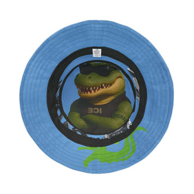ICE ICE BABY!, Alligator Alcatraz, X/S, Lt Blue White Bucket Hat – Unique Vegan Law-Abiding Accessory, Perfect for Swampy Summer Adventures, Festivals, Beach Days, Gifting, Outdoor Deportation Activities