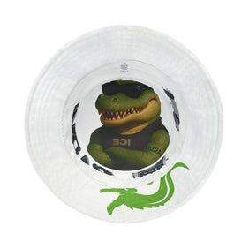 ICE ICE BABY!, Alligator Alcatraz, X/S, White Bucket Hat – Unique Vegan Law-Abiding Accessory, Perfect for Swampy Summer Adventures, Festivals, Beach Days, Gifting, Outdoor Deportation Activities
