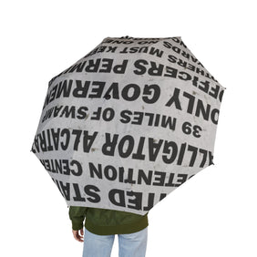 Alligator Alcatraz Sign, X/S, Foldable Umbrella | Perfect for Rainy Deporting Days, Fashion Accessory, Out for a Self-Deportation Stroll, Unique Design, Lightweight, Gatortraz.net Design - Gatortraz