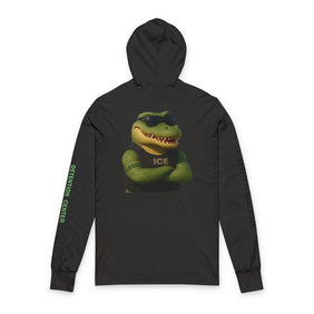 Agent Gardo, Alligator Alcatraz, Charcoal/Black Hooded, Unique Vegan Gator Casual Everyday Wear, Law Abiding Gifts, Cool Weather Apparel, Trendy Deportation Statement Piece - Gatortraz