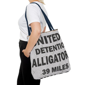 Alligator Alcatraz Sign, X/S, Sign Tote Bag | Unique Gift Law Abiding Lovers, Perfect for Travelers, Beach Days, Books, Shopping, Self Deporting - Gatortraz