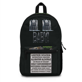 ICE ICE BABY!, Alligator Alcatraz, Black Urban Backpack for Trendy Self- Deporting Individuals, Gatortraz Design, Perfect for School, Travel, Gifts, Everyday Use