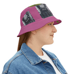 ICE ICE BABY!, Alligator Alcatraz, X/S, Pink Bucket Hat – Unique Vegan Law-Abiding Accessory, Perfect for Swampy Summer Adventures, Festivals, Beach Days, Gifting, Outdoor Deportation Activities