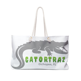 Alligator Alcatraz, White Weekender Bag, Travel Tote, Beach Bag, Vacation Carryall, Shopping Bag, Gift for Nature Lovers - Gatortraz